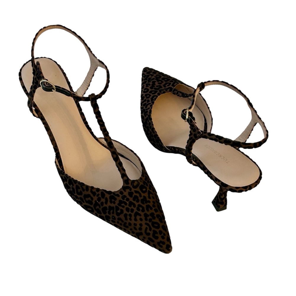 Tuckernuck Animal Print T-Strap Margot Heels Black Brown Party Classy Sz 10 - Picture 13 of 15